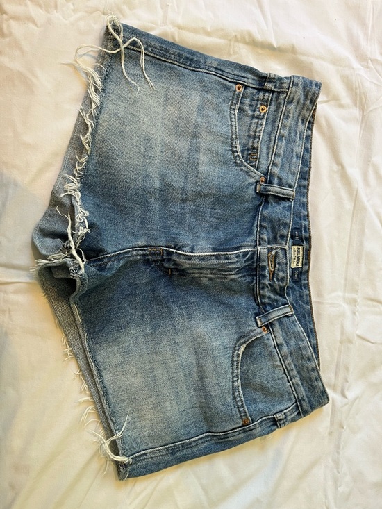 Pull&Bear Pants - Pull&Bear Light Blue Denim Shorts with Frayed Hem